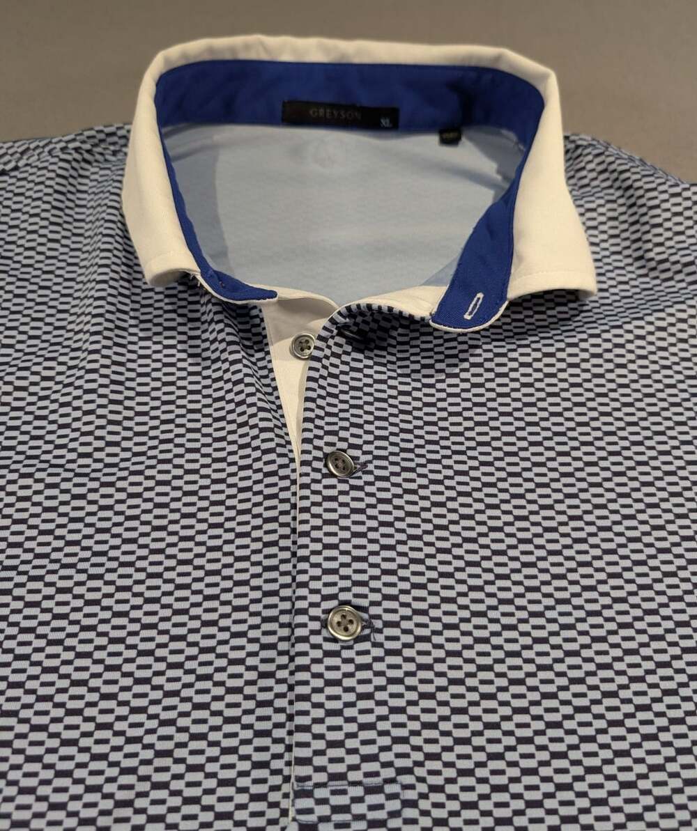 Greyson  Polo Shirt Size XL Blue Geometric Golf